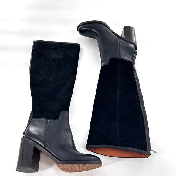 Franco Sarto Rivet Tall Riding Boots 9.5 Heel NWOT Suede Leather High Academia - Picture 5 of 10